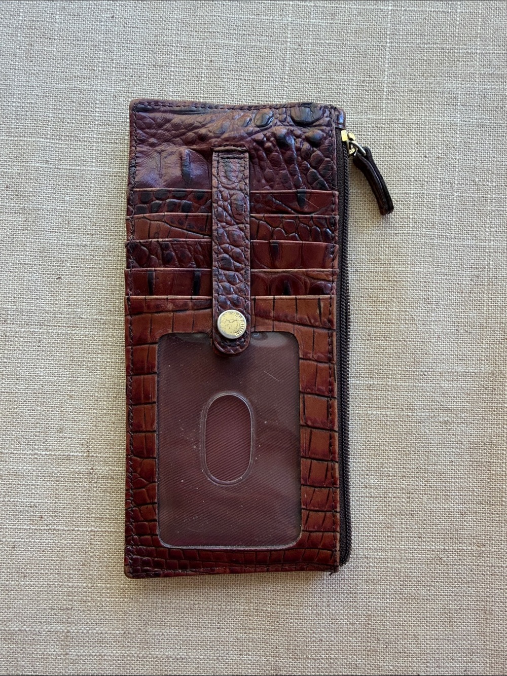 Brahmin Croc-Embossed Leather Card Holder Wallet with ID Window